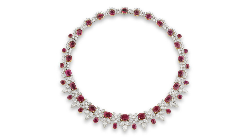A ruby and diamond necklace at Phillips image
