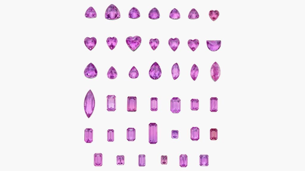 A collection of 41 pink sapphires of various shapes and sizes with a total weight of 52.62 carats. Some of the gems are of Madagascan origin at Sotheby's image