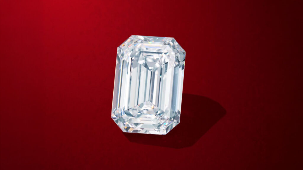 An unmounted emerald-cut, 18.88-carat, D-flawless, type IIa diamond at Christie's image