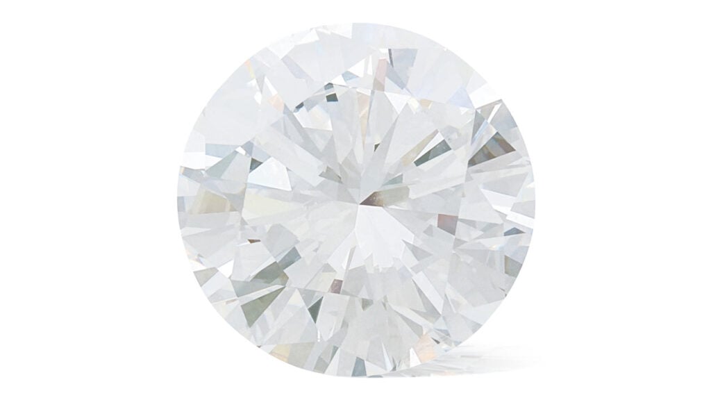 An unmounted round brilliant-cut, 5.28-carat, D, VVS1 diamond at Christie's image