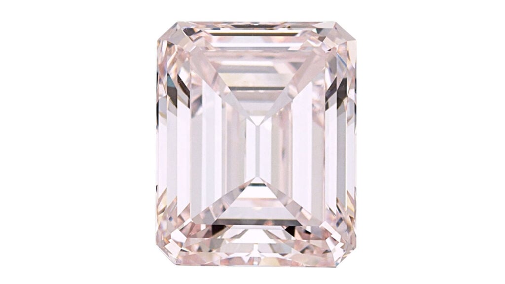 Another unmounted diamond, an emerald-cut, 4.93-carat, light-pink, VS1 stone at Heritage Auctions image