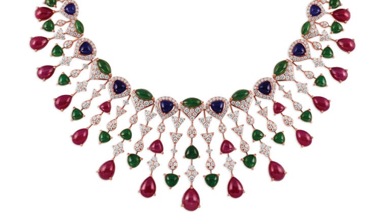 Devji Aurum ruby diamond sapphire and emerald necklace image