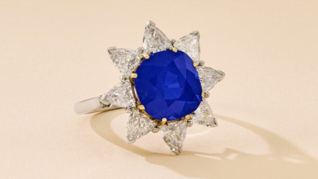 The 5.72-carat sapphire ring at Sotheby's image