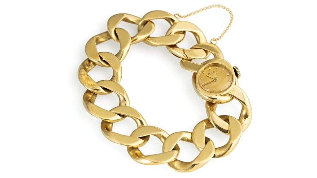 Gold curb-link bracelet watch image