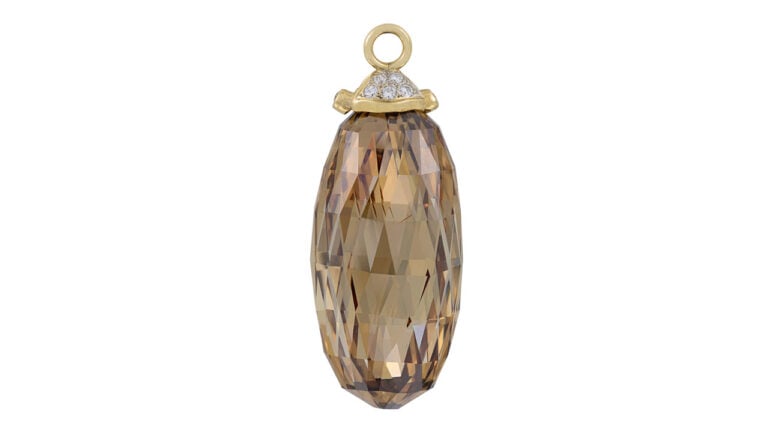 The 66.40-carat, fancy-orange-brown diamond pendant at Christie's image
