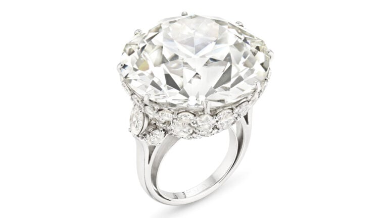 The 49.91-carat diamond ring that led the auction at Christie's image