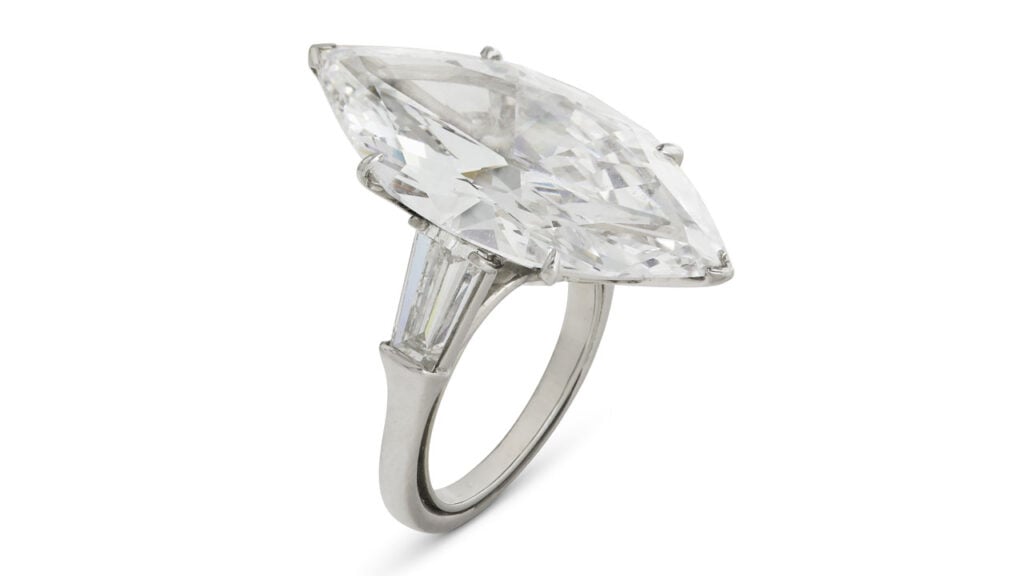 The Harry Winston ring bearing a 9.95-carat diamond at Christie's image