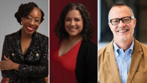 (Left to right) Annie Doresca, Sara Yood and Mark Smelzer portraits