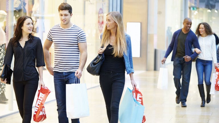 People at a shopping mall image