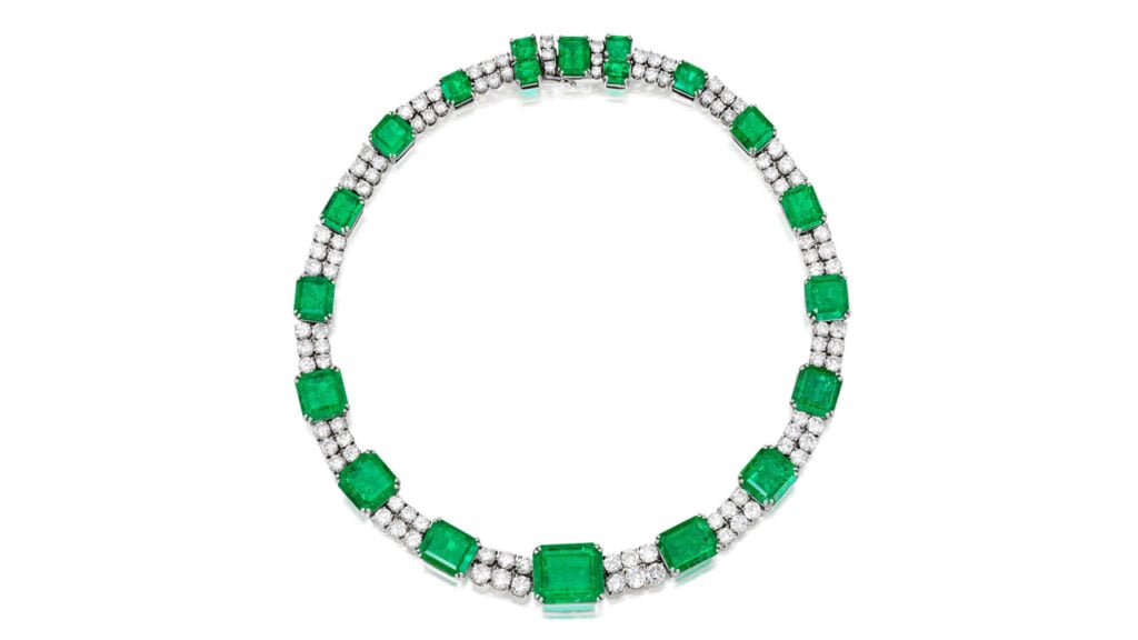 The emerald and diamond necklace at Phillips image