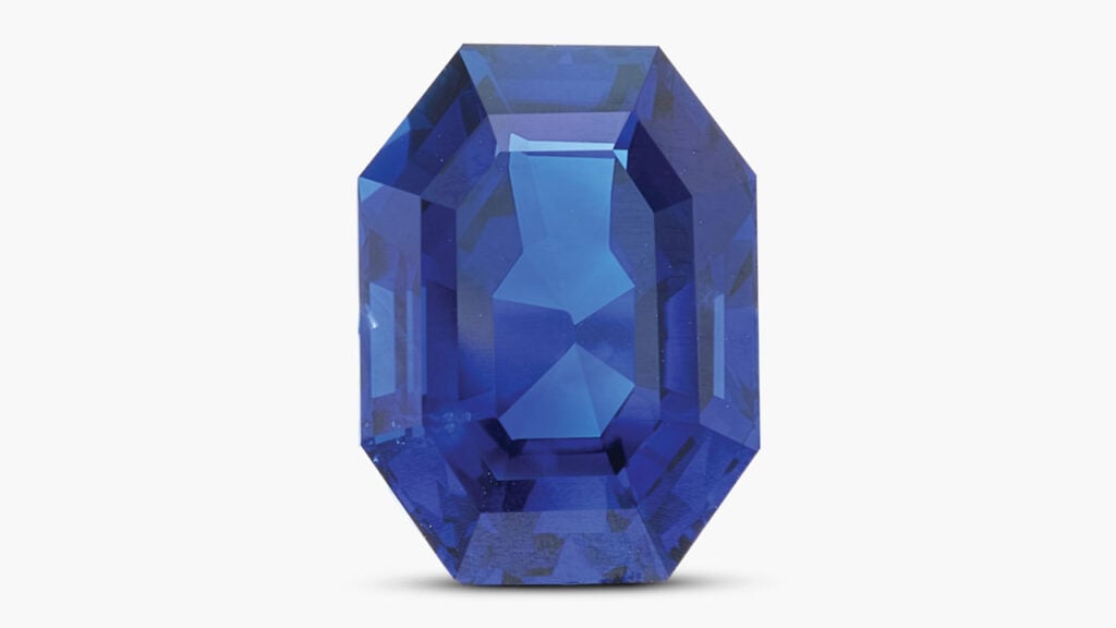 An unmounted octagonal step-cut, 6.97-carat Ceylon sapphire at Sotheby's image