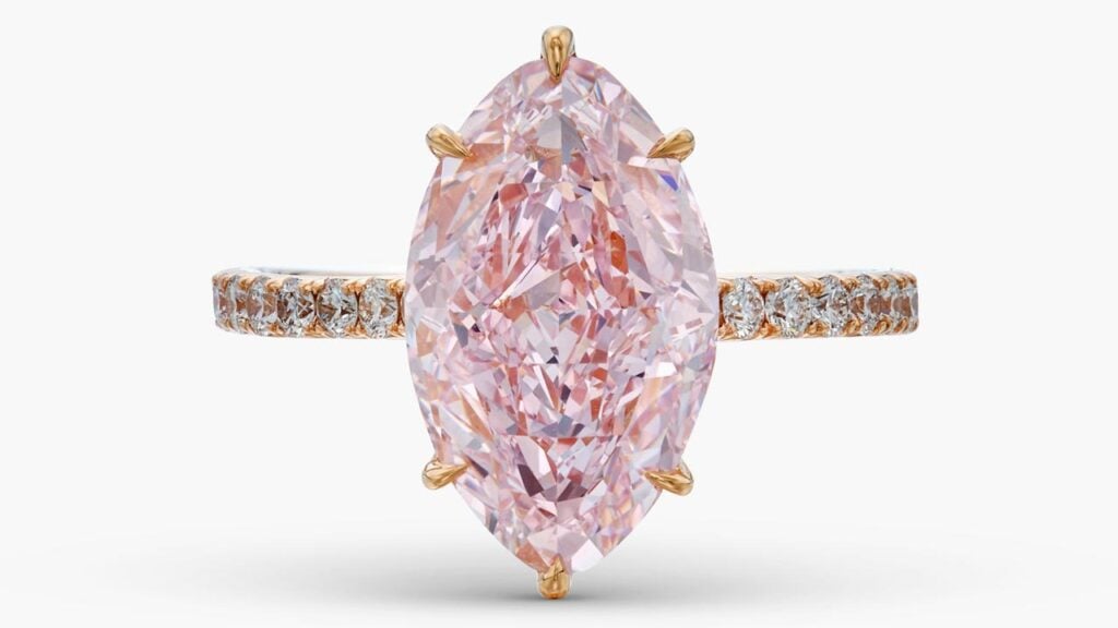 An oval-shaped, 4.19-carat, fancy-purple-pink, VS1 diamond ring at Sotheby's image