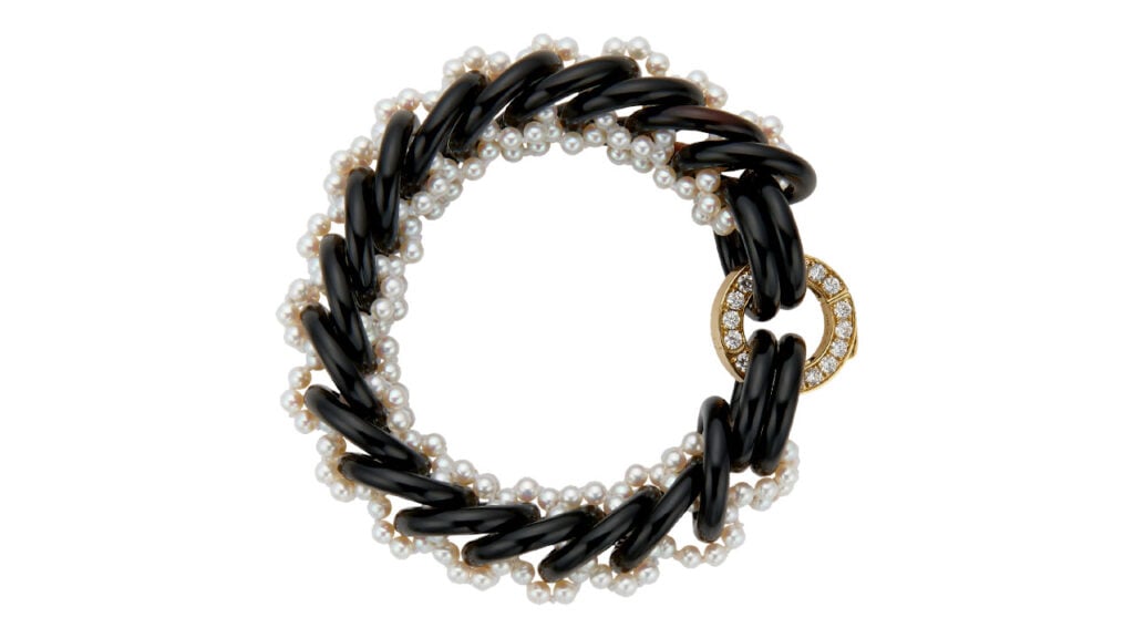 Melanie Georgacopoulos Eclipse chain bracelet with onyx, white freshwater pearls, and diamonds image