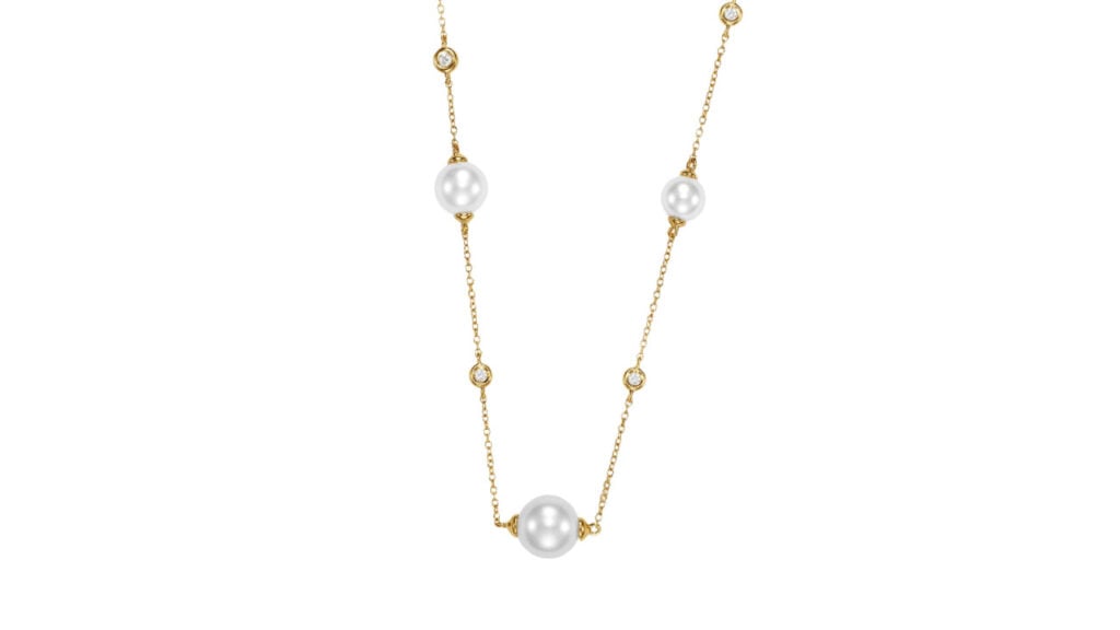 Mastoloni Pearls necklace with cultured white freshwater pearls and diamonds image