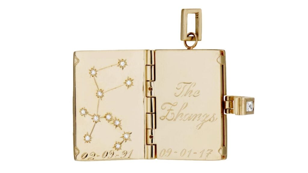 French-cut diamond Book locket, open image