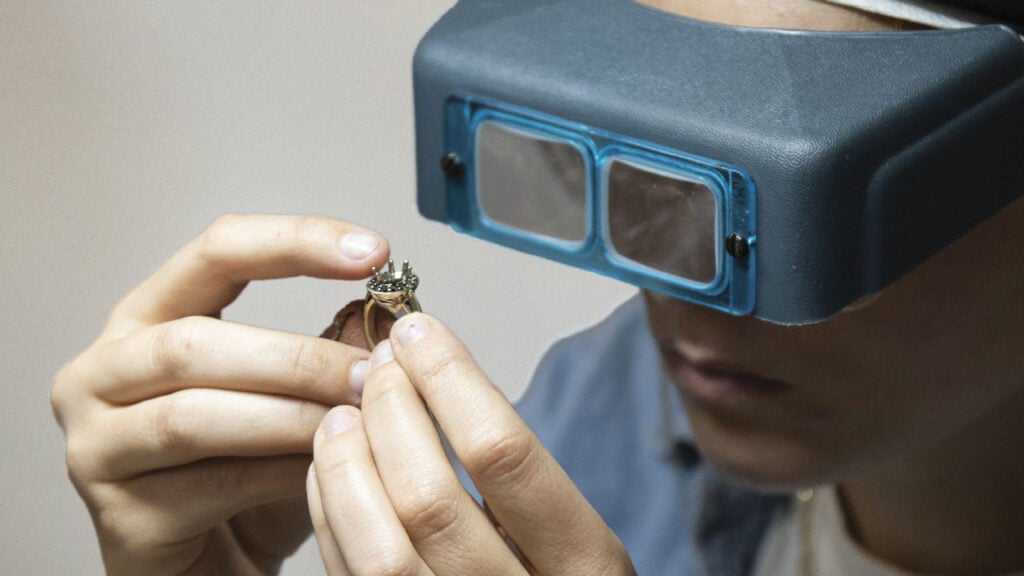 A student at the Gemological Institute of America image
