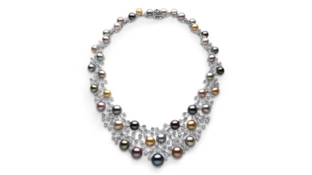 Necklace with diamonds and South Sea, Tahitian and Chinese freshwater cultured pearls image