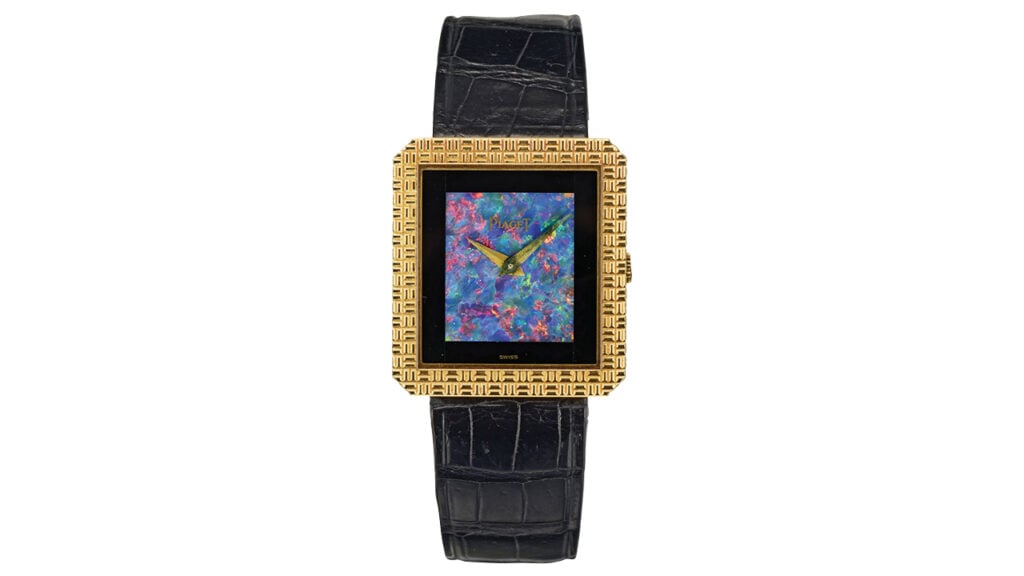 A Piaget manual wind wristwatch with an opal and onyx dial, circa 1970, that sold at Bonhams in February for GBP 17,920 ($24,030) image