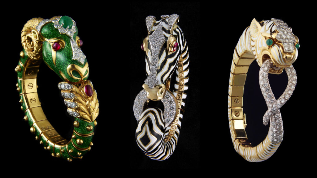 From left: Ram, Zebra and Slouching Tiger bracelets image