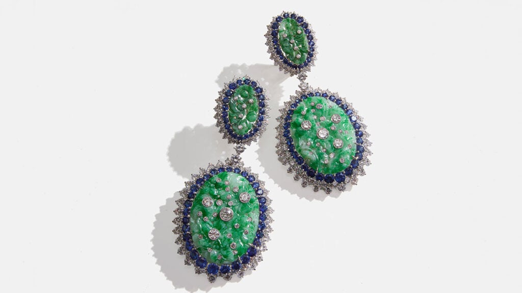 Jade and sapphire earrings image