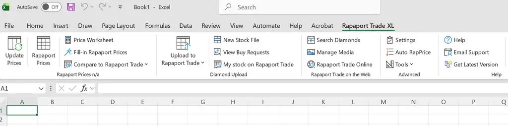 Rapaport Trade XL for MS Excel screenshot