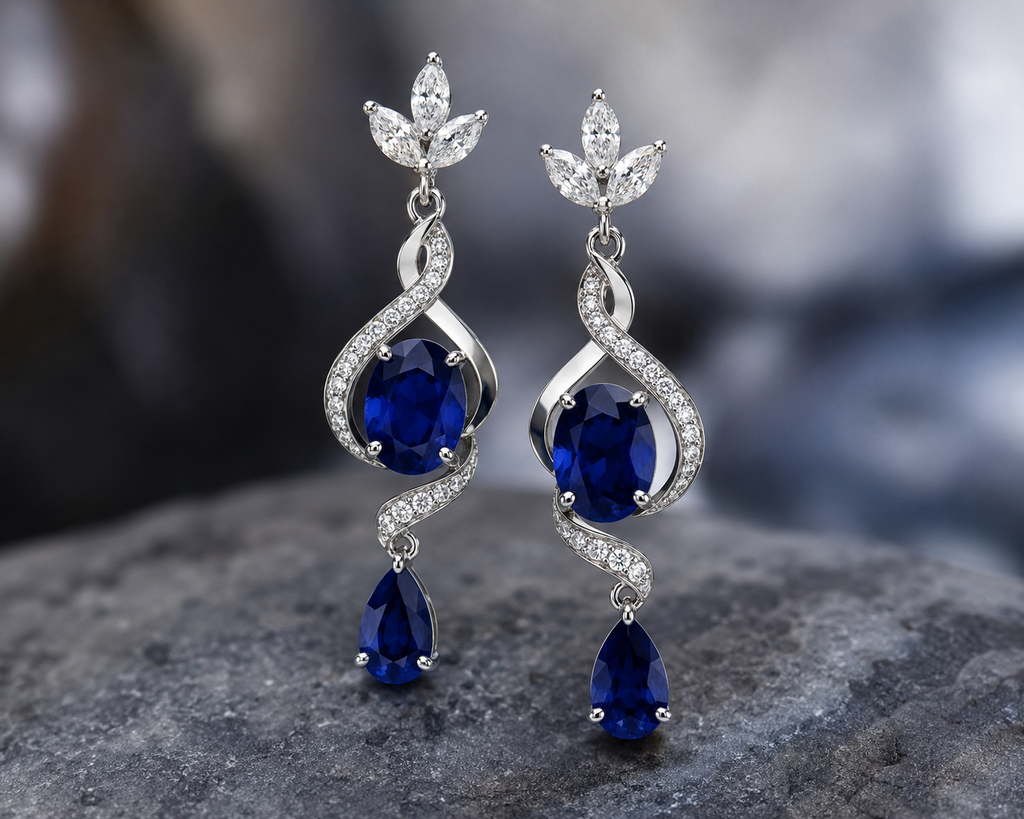 Sapphire and diamond earrings image
