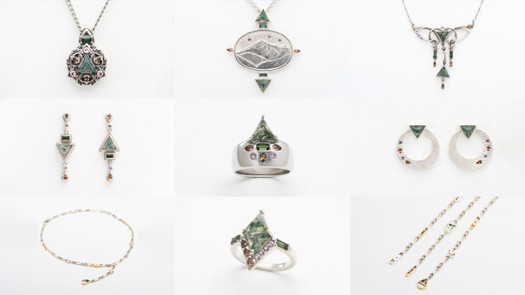 The MJSA jewelry pieces featured in Cutting Toward Change by Columbia Gem House image