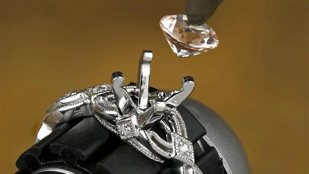 Setting a diamond into a bridal ring image