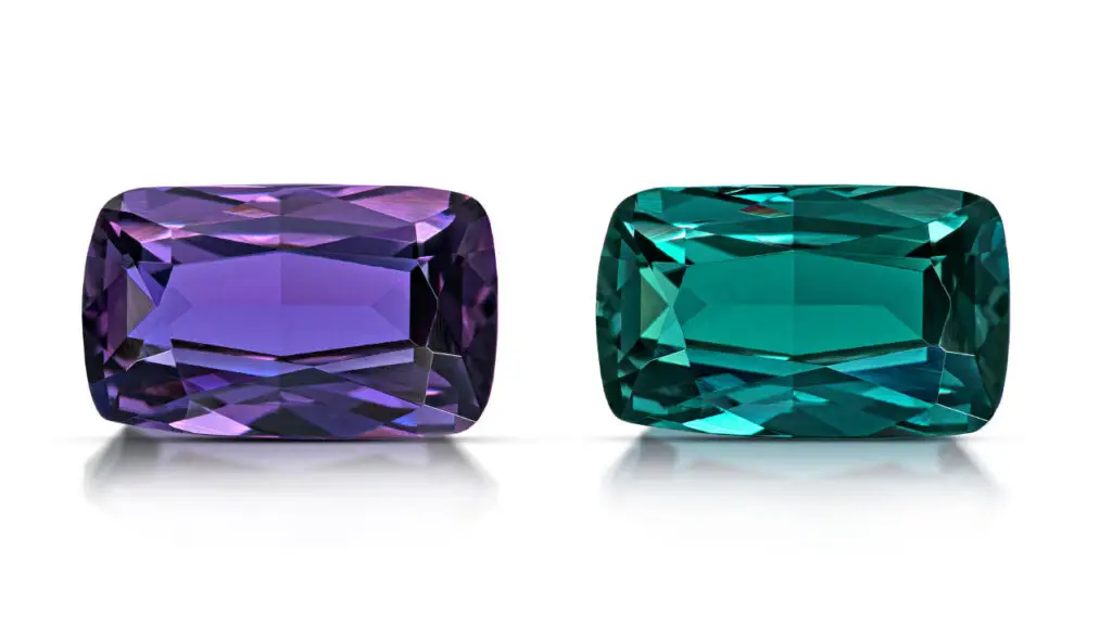 A cushion-cut, 1.41-carat color-change garnet image
