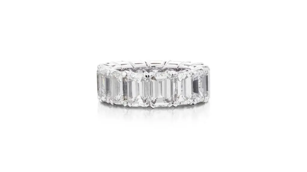 This Graff eternity diamond ring contains step-cut diamonds at Phillips image