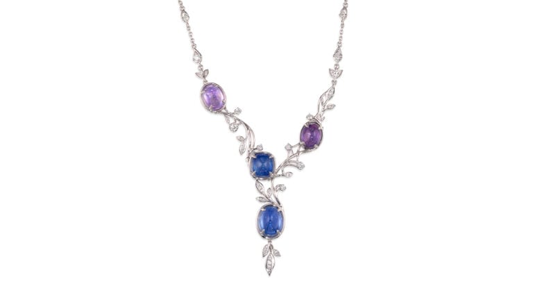 The multicolored sapphire and diamond necklace at Bonhams