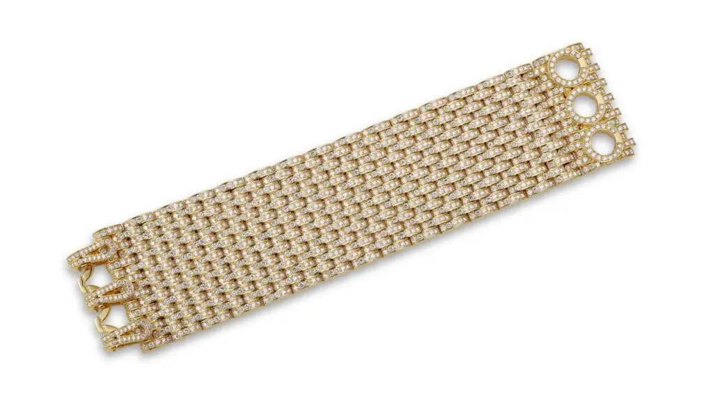 A Cartier Agrafe bracelet comprises 35 carats of round diamonds, with a total weight of around 35 carats at Christie's image