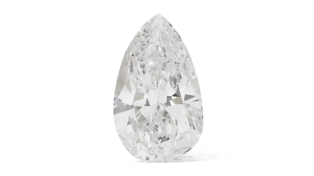 An unmounted pear brilliant-cut, 5.02-carat, D, internally flawless diamond at Christie's image