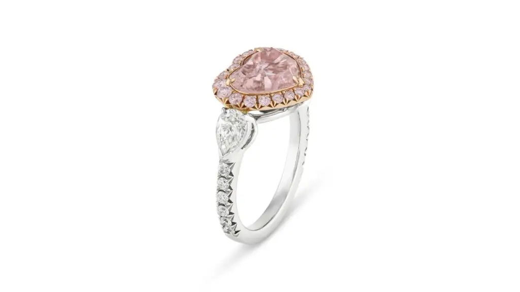 A heart modified brilliant-cut, 3.06-carat, fancy-pink, SI1 diamond ring at Christie's image