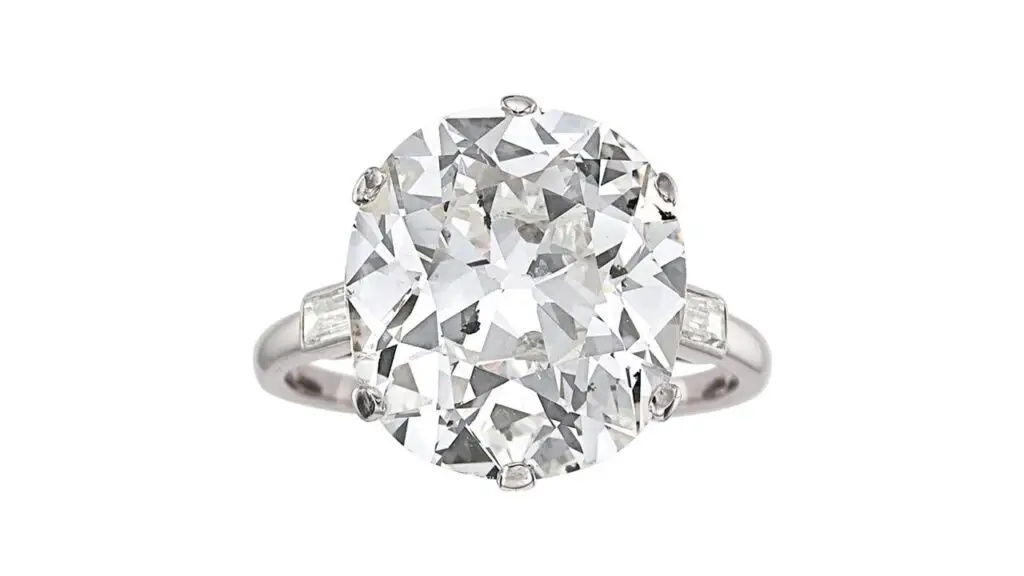 A mine-cut, 10.13-carat, F-color diamond ring at Heritage Auctions image