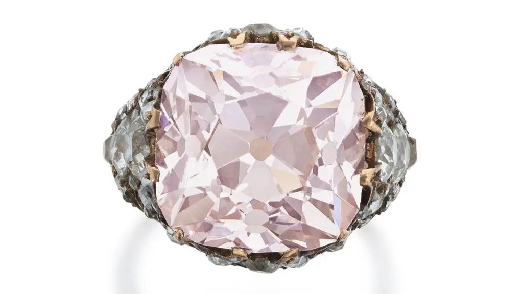 A pink diamond ring, once belonging to Ottoman Princess Neslishah Sultan, that sold at Sotheby’s Geneva in November image