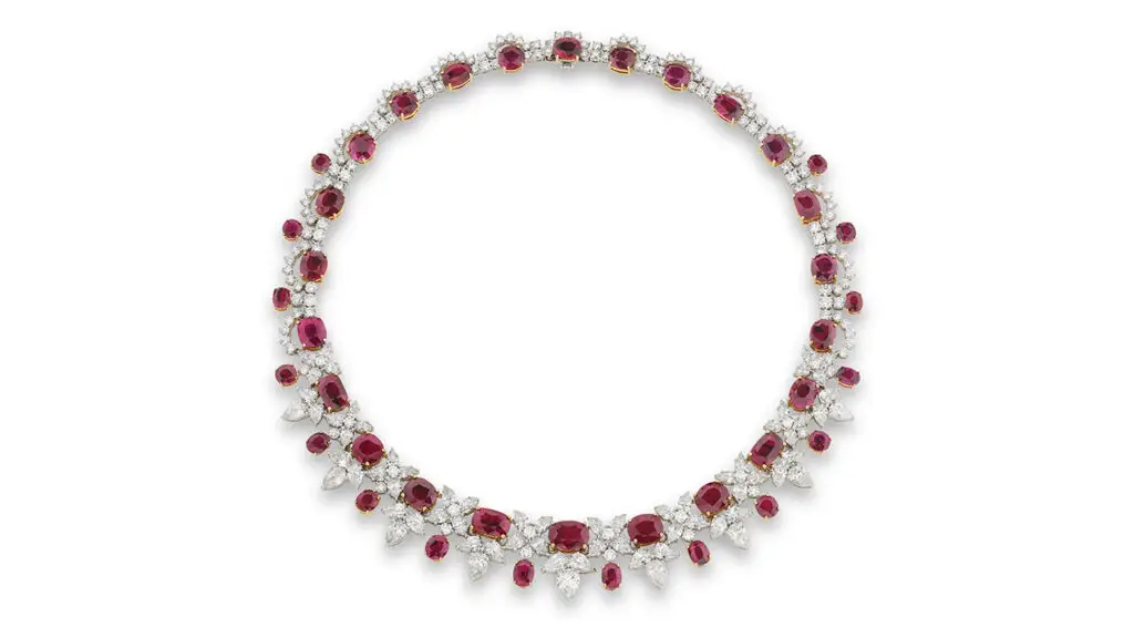 A ruby and diamond necklace at Phillips image