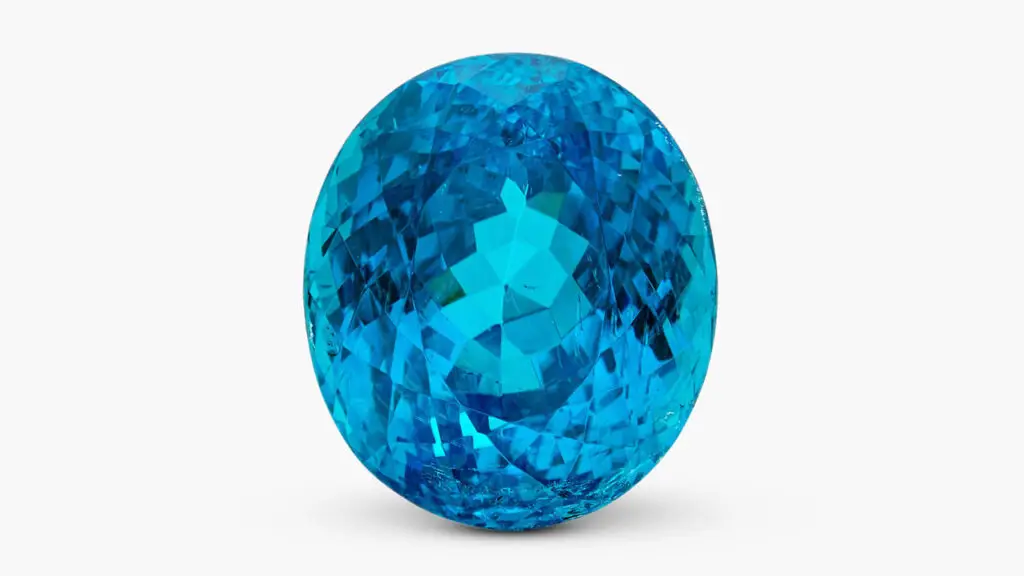 An unmounted oval-shaped, 7.70-carat Brazilian Paraíba tourmaline at Sotheby's image