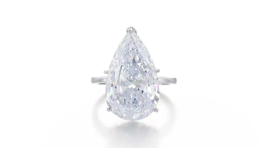A ring with a pear-shaped, 11.19-carat, light-blue, VS1 diamond at Sotheby's image