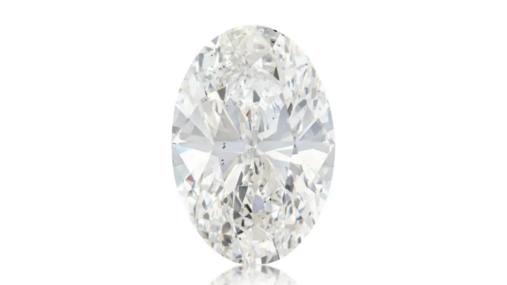 An unmounted oval-shaped, 30.23-carat, F-color, SI1-clarity diamond at Sotheby's image