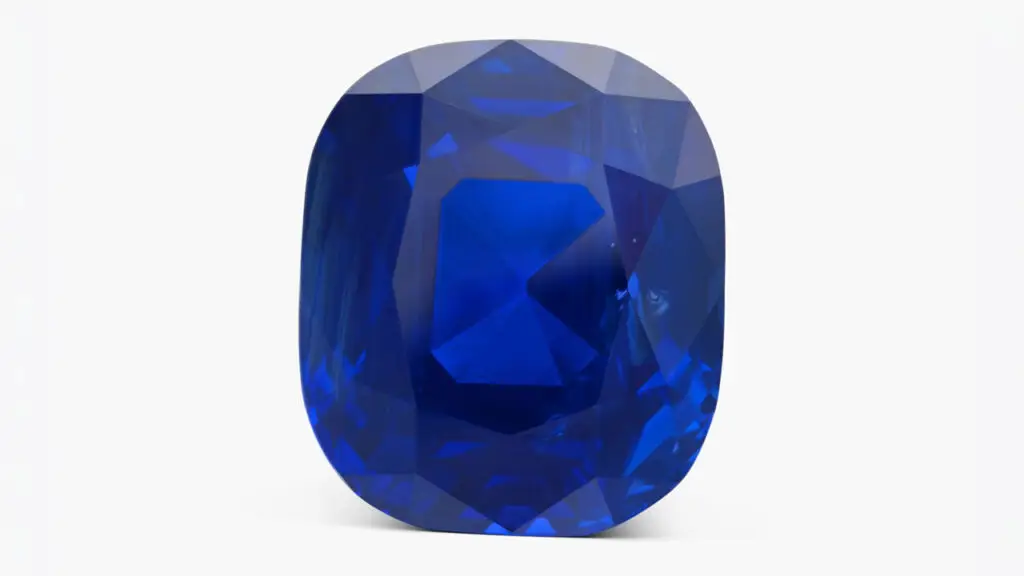 The Peacock of Ceylon, an unmounted cushion-shaped, 102.40-carat Ceylon sapphire at Sotheby's image