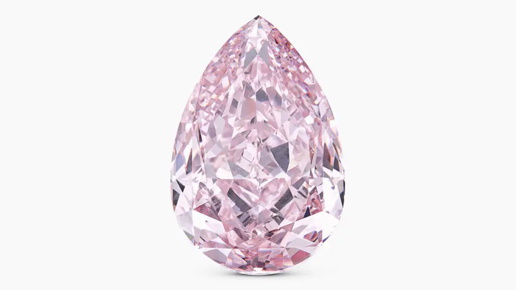 A ring with a pear modified brilliant-cut, 4.12-carat, fancy-pink, internally flawless diamond at Sotheby's image