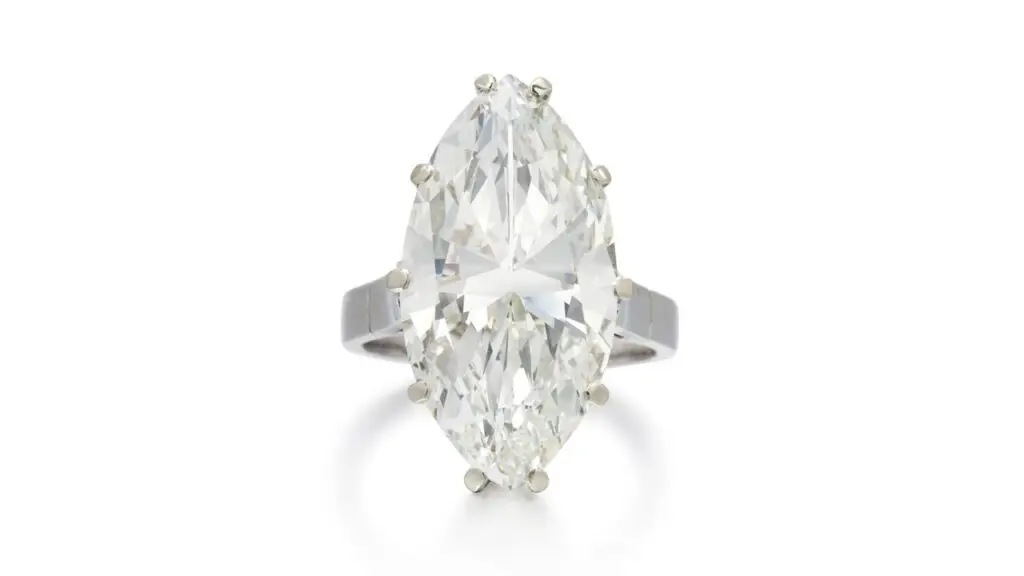 This ring features a marquise shaped, 9.49-carat, K to L, VVS2 diamond at Sotheby's image