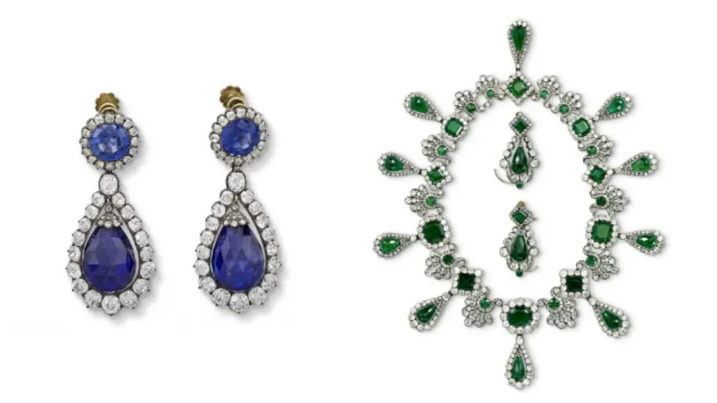 Sapphire and diamond earrings worn by two French queens and the emerald and diamond parure that Napoleon gave Empress Marie-Louise as a wedding gift image
