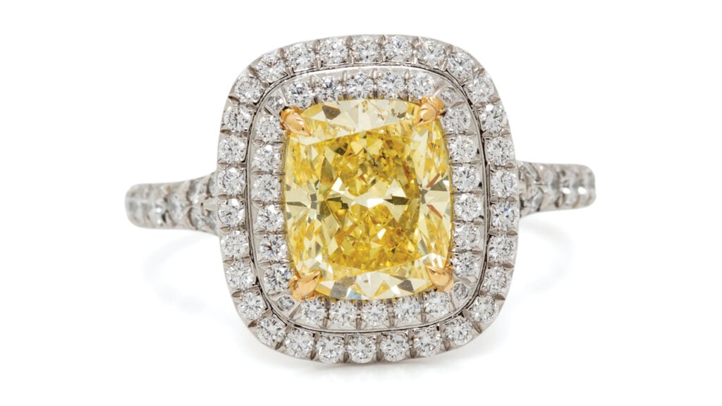 Tiffany & Co. Soleste ring with a fancy-intense-yellow diamond and additional diamonds image