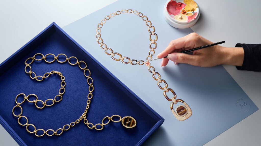 Flamboyant Links choker/wristwatch with tiger’s eye, from the Colors of Extraleganza collection image