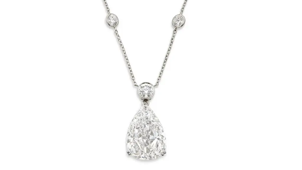 Graff pendant necklace featuring a pear modified brilliant-cut diamond at Christie's