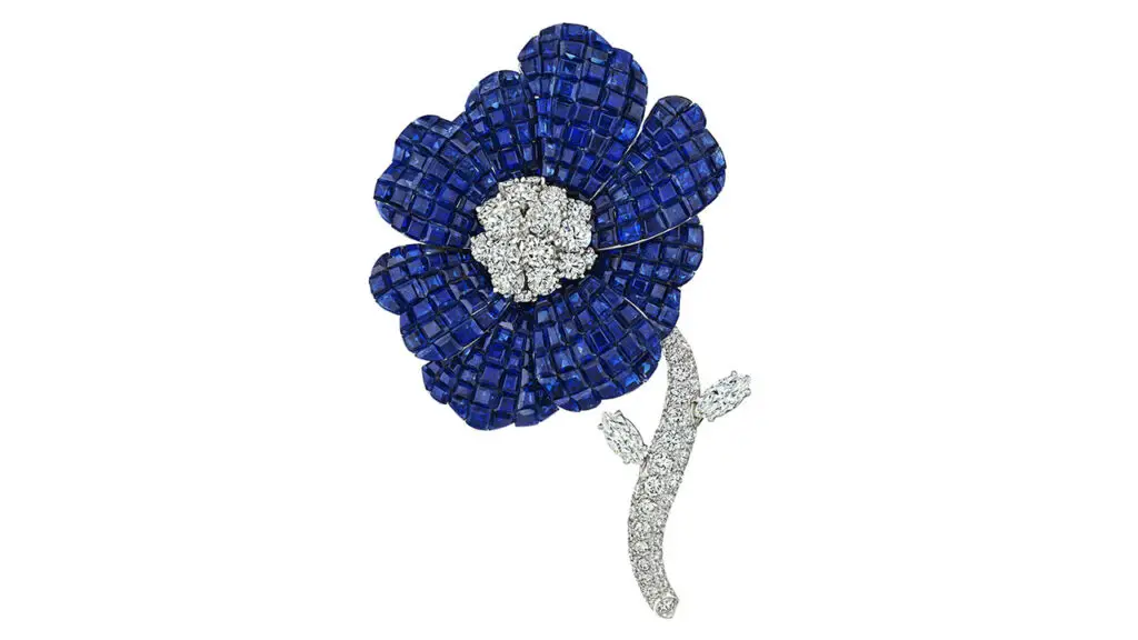 Sapphire and diamond flower brooch at Christie's image