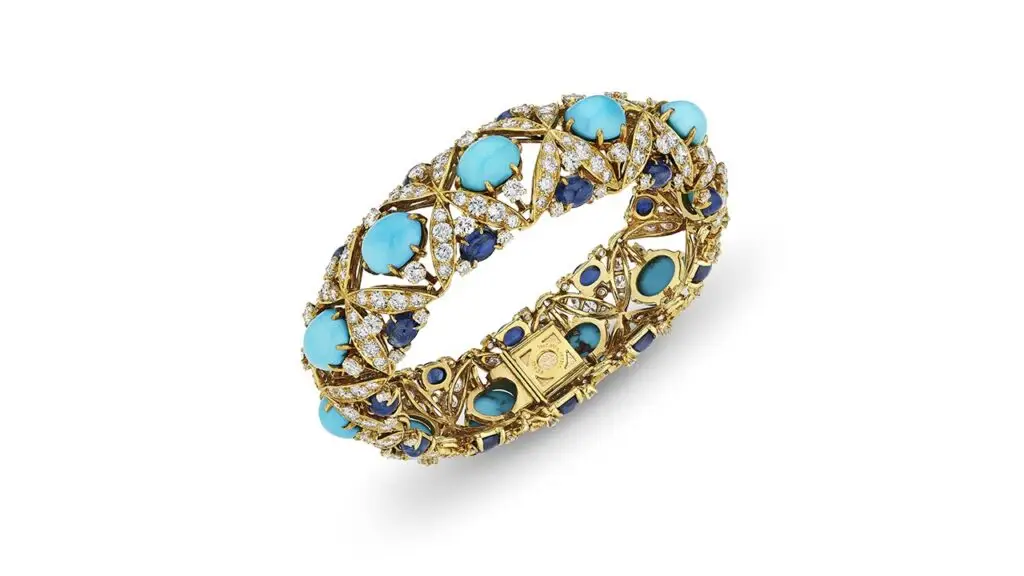 Turquoise, sapphire and diamond bracelet at Christie's image