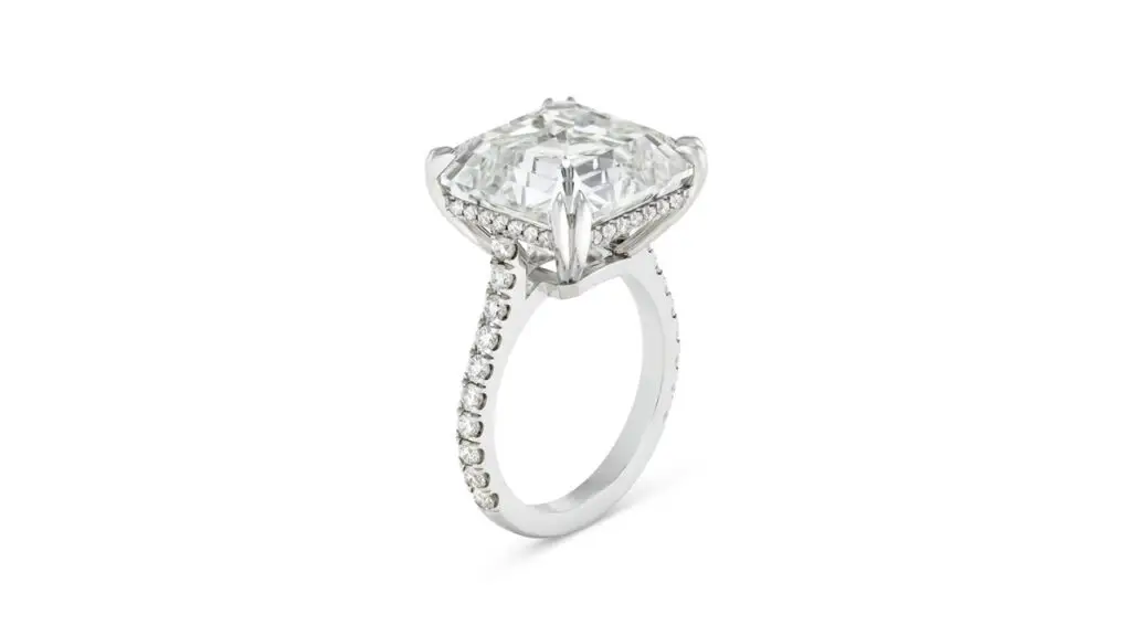 Square emerald-cut diamond ring at Christie's image